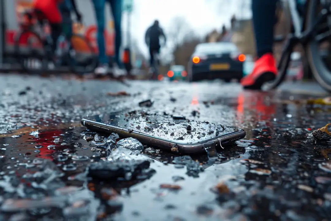 telefono roto olvidado en el piso dana 2024